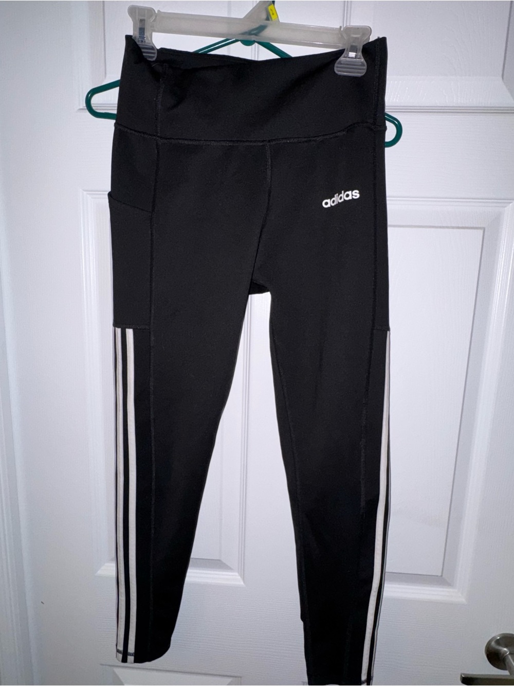 adidas Black Leggings with White Side Stripes